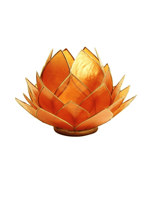 Lotus sfeerlicht groot - Oranje goudrand