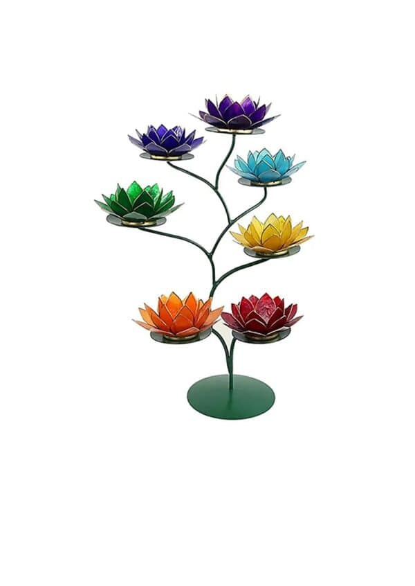 17820-groen Lotus Display groen + 7 Chakra Sfeerlichten Zilverrand