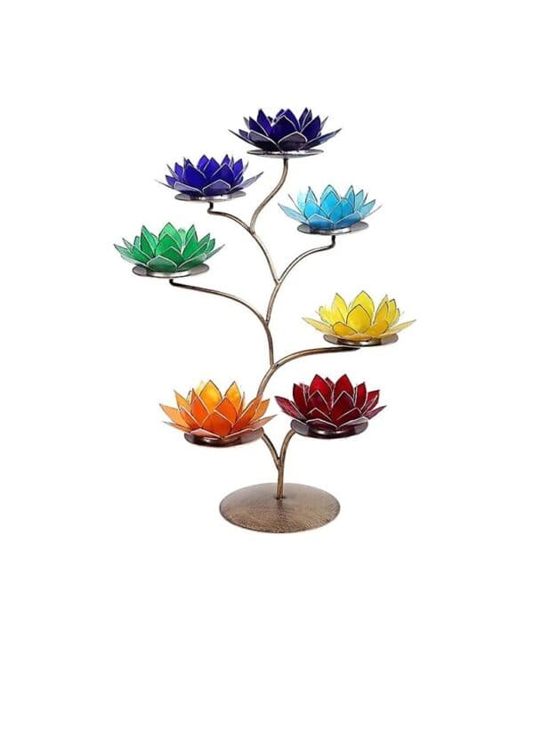 17830-1 Lotus Display brons + 7 Chakra Sfeerlichten Goudrand