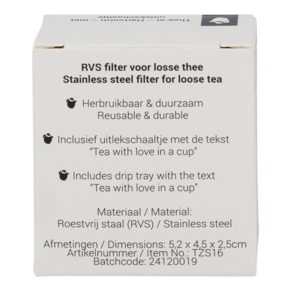 Arelo - Thee-ei - Hartvorm met uitlekschaaltje - in verpakking